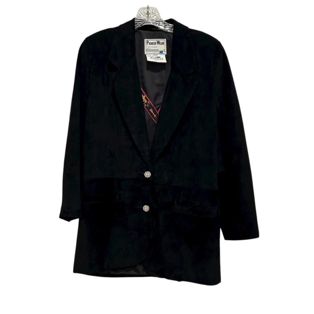 Vintage Pioneer Wear Black Suede Western Blazer Jacket Made in USA Size Small